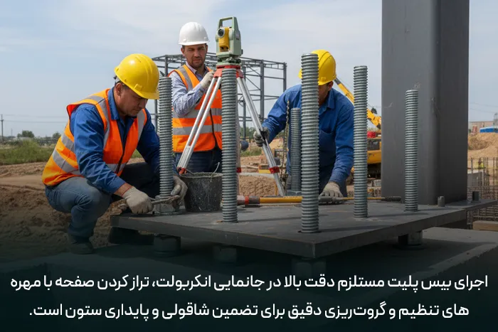 نکات فنی اجرای بیس پلیت در پروژه‌های عمرانی