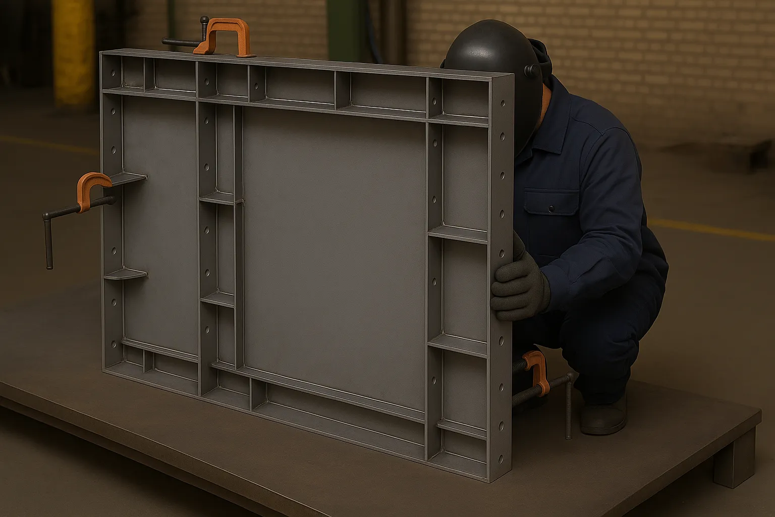 مونتاژ اولیه قالب بتن فلزی