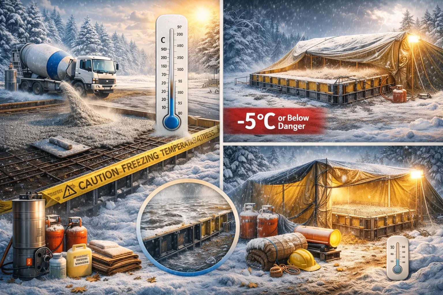 بهترین فصل بتن ریزی: راهنمای جامع مهندسی برای پیمانکاران و کارفرمایان 11 بتن ریزی در زمستان؛ از چه دمایی نباید بتن ریزی کرد