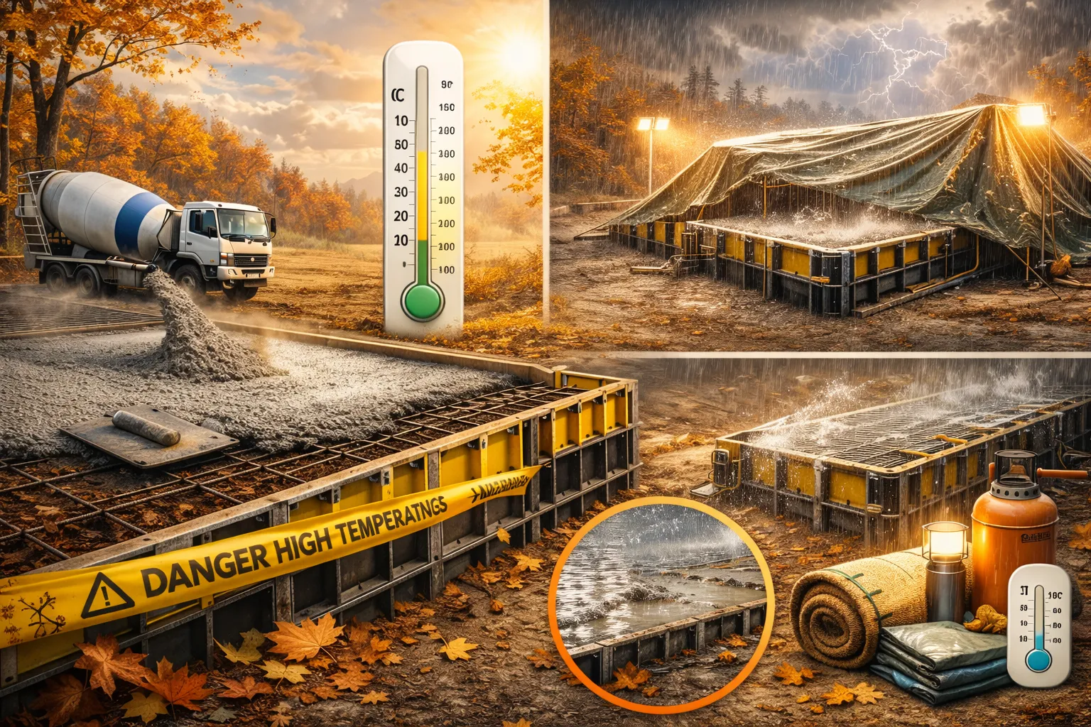 بهترین فصل بتن ریزی: راهنمای جامع مهندسی برای پیمانکاران و کارفرمایان 10 بتن ریزی در پاییز؛ بهترین زمان دوم برای کارهای بتنی