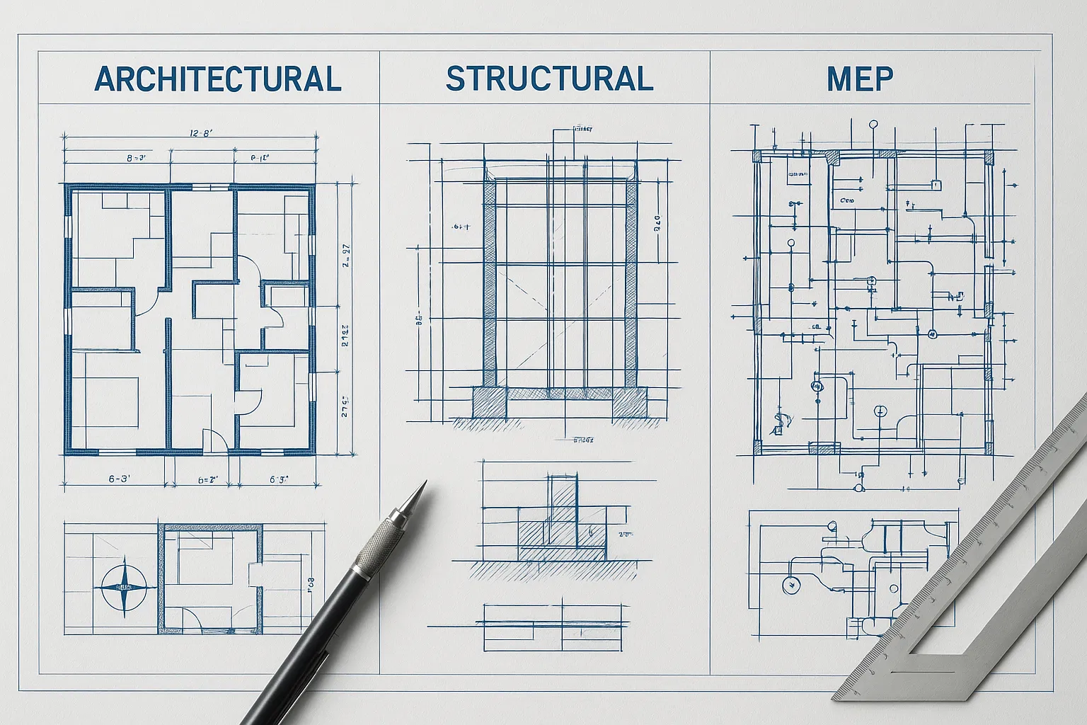 تهیه نقشه های معماری، سازه و تأسیسات