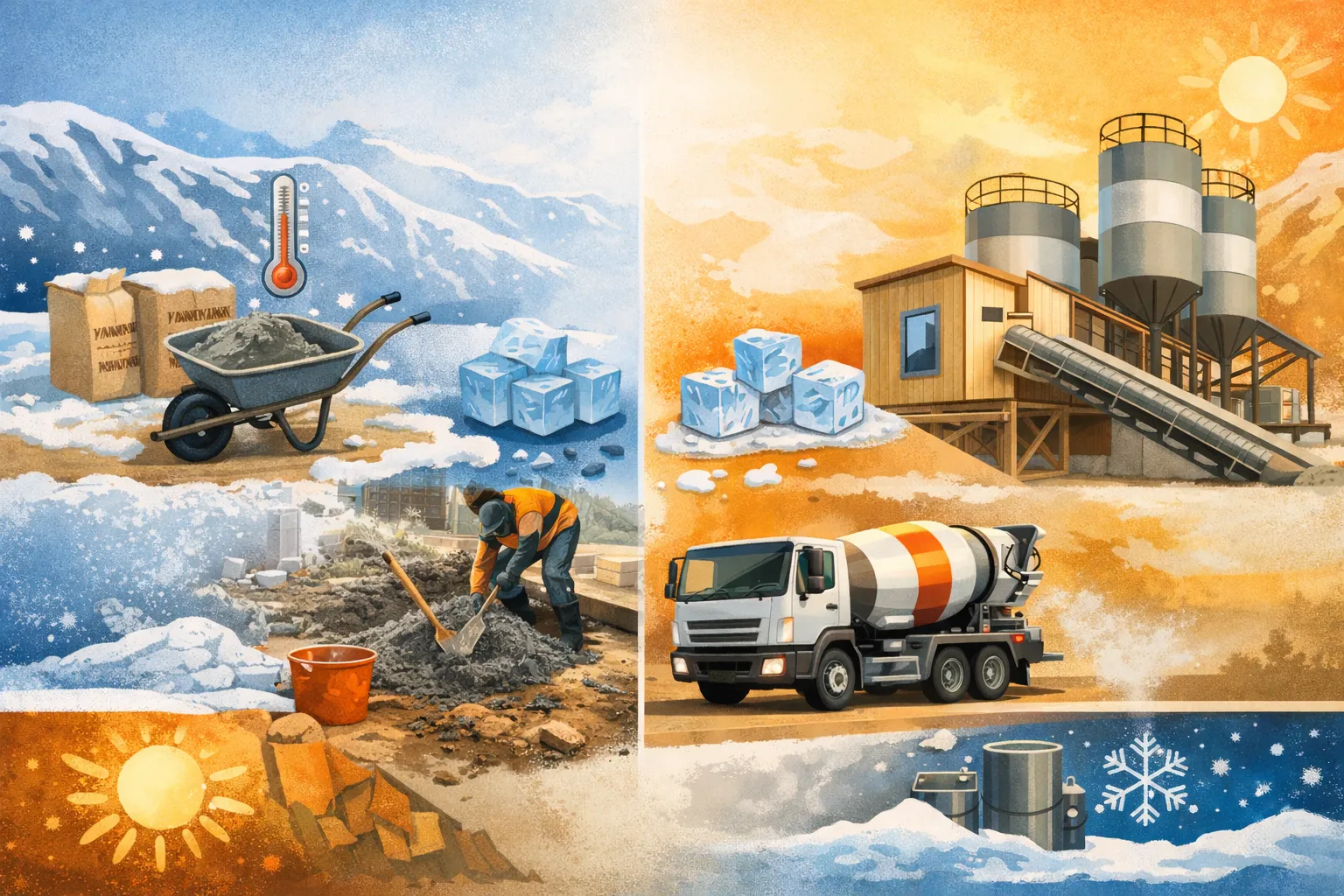 بهترین فصل بتن ریزی: راهنمای جامع مهندسی برای پیمانکاران و کارفرمایان 12 تفاوت بتنریزی با بتن آماده و بتن دستی در فصول مختلف سال