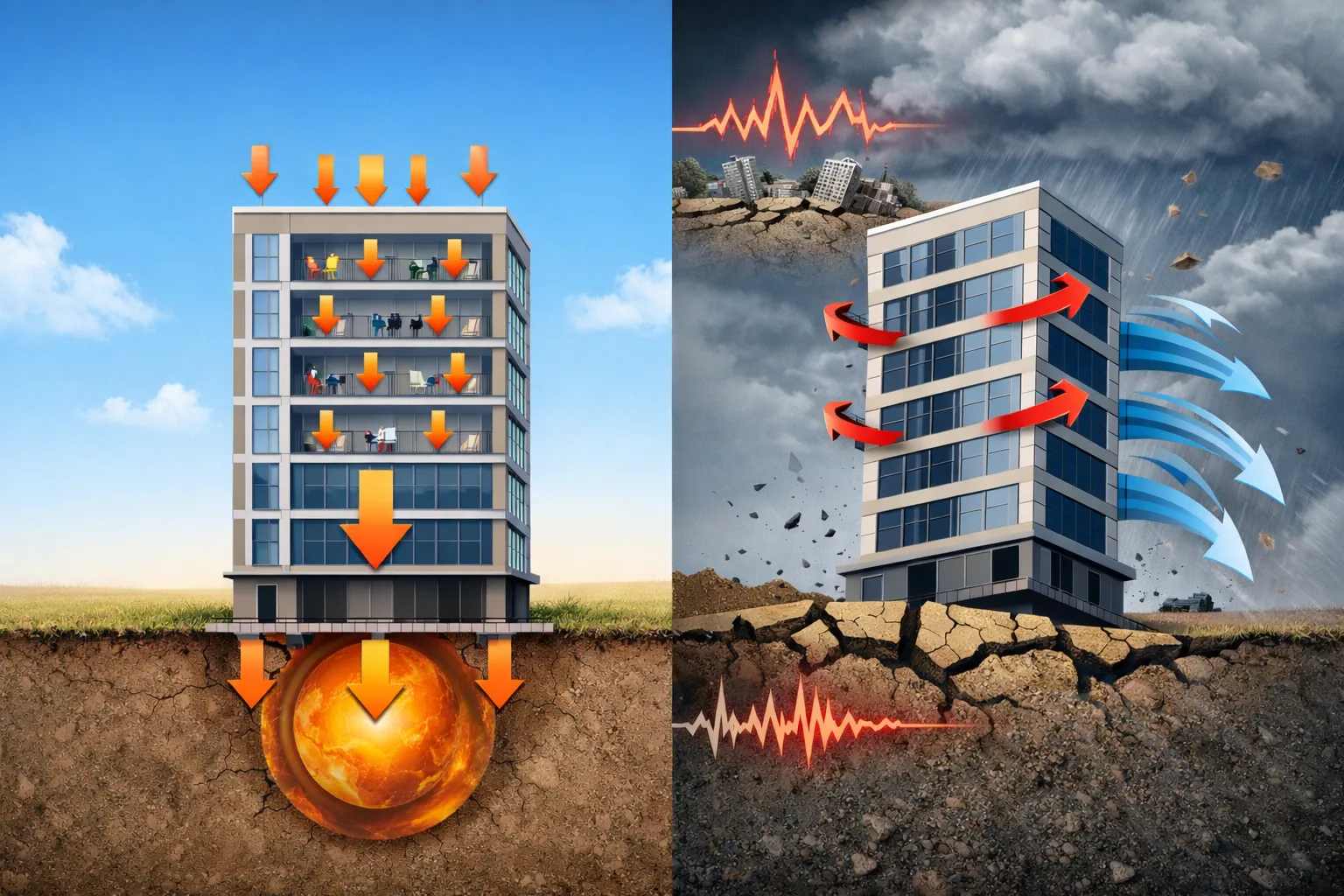 تحلیل دینامیکی بارهای ثقلی و جانبی