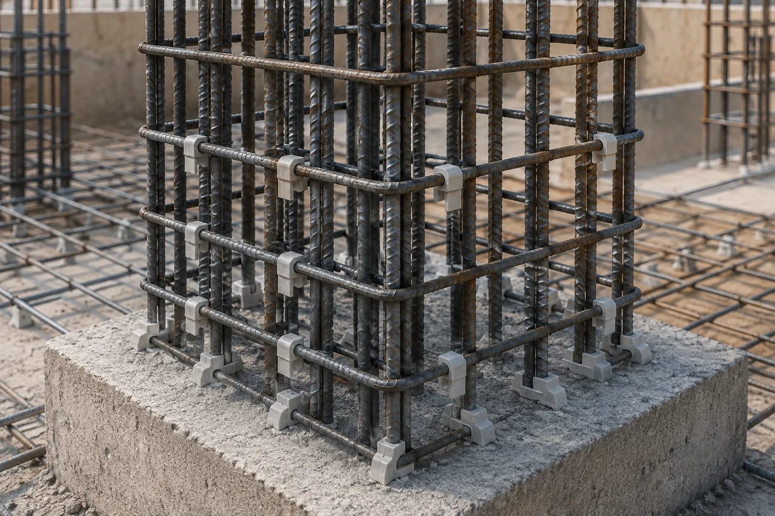 Clear spacing between column reinforcing bars